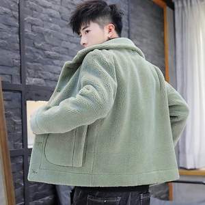 双面穿外套男颗粒绒短款毛呢大衣 秋冬新款潮XZ313B-1-M187-P120图片