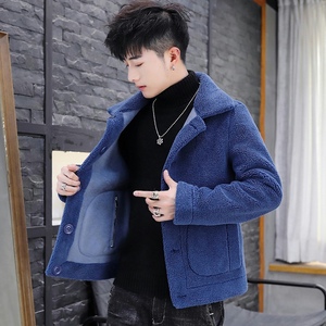 双面穿外套男颗粒绒短款毛呢大衣 秋冬新款潮XZ313B-1-M187-P120图片