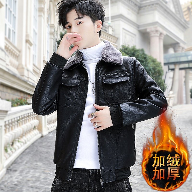 2021冬加绒皮衣青年机车服皮夹克外套男XZ313B-1-PY1902-P120,男装皮衣,星座313B-2