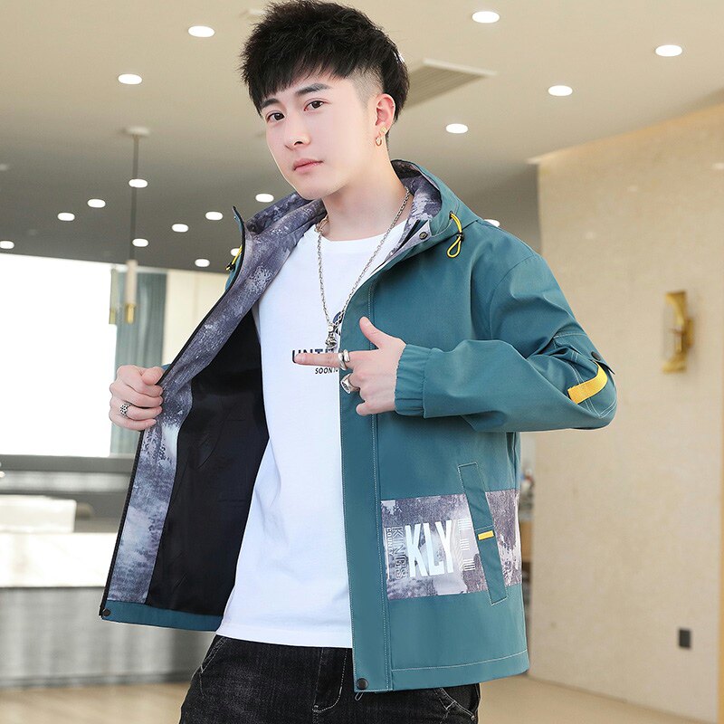 外套男秋季新款青少年休闲百搭连帽夹克XZ313B-1-S185-P65,男装夹克,星座313B-2