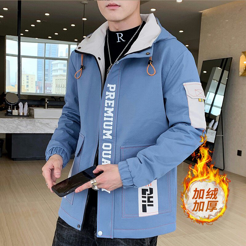 秋冬季派克服男士加绒加厚时尚连帽夹克外套XZ313B-1-R1202-P70,男装夹克,星座313B-2