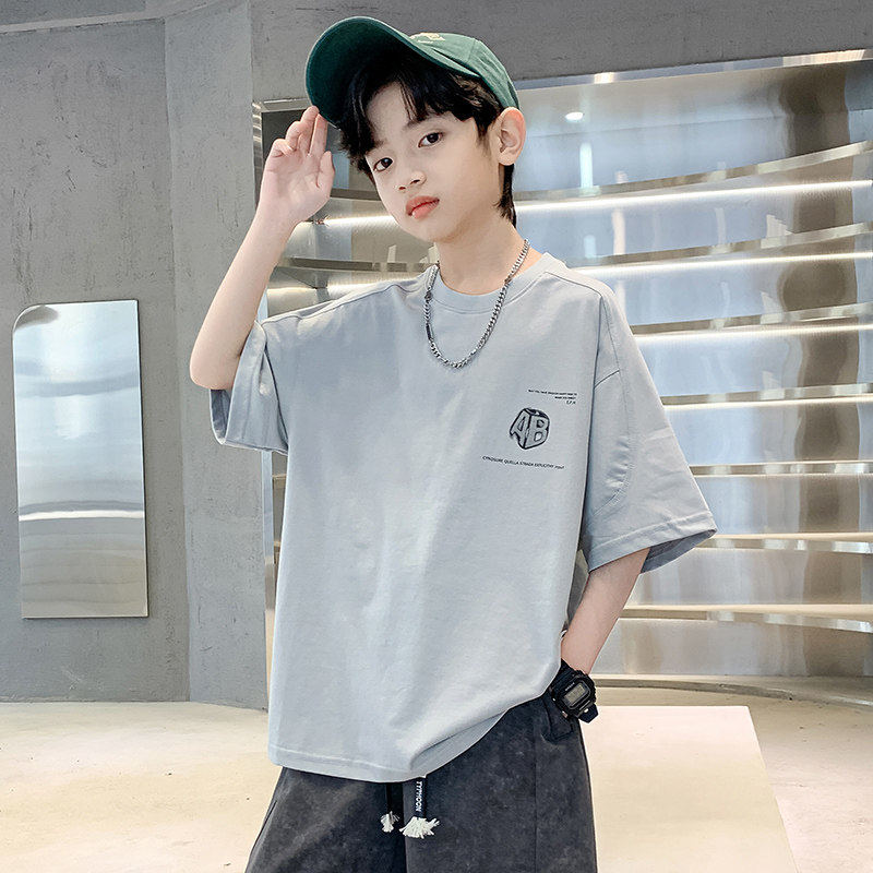 潮牌男童短袖T恤2026夏装新款纯棉运动上衣夏季儿童大男孩帅气潮t