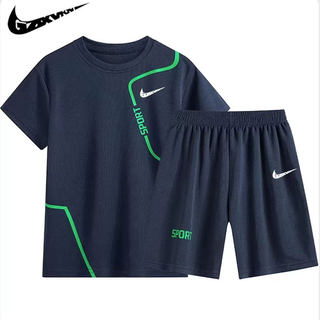 耐克顿男童运动短袖套装中大童速干衣儿童T恤短裤两件套足球服潮