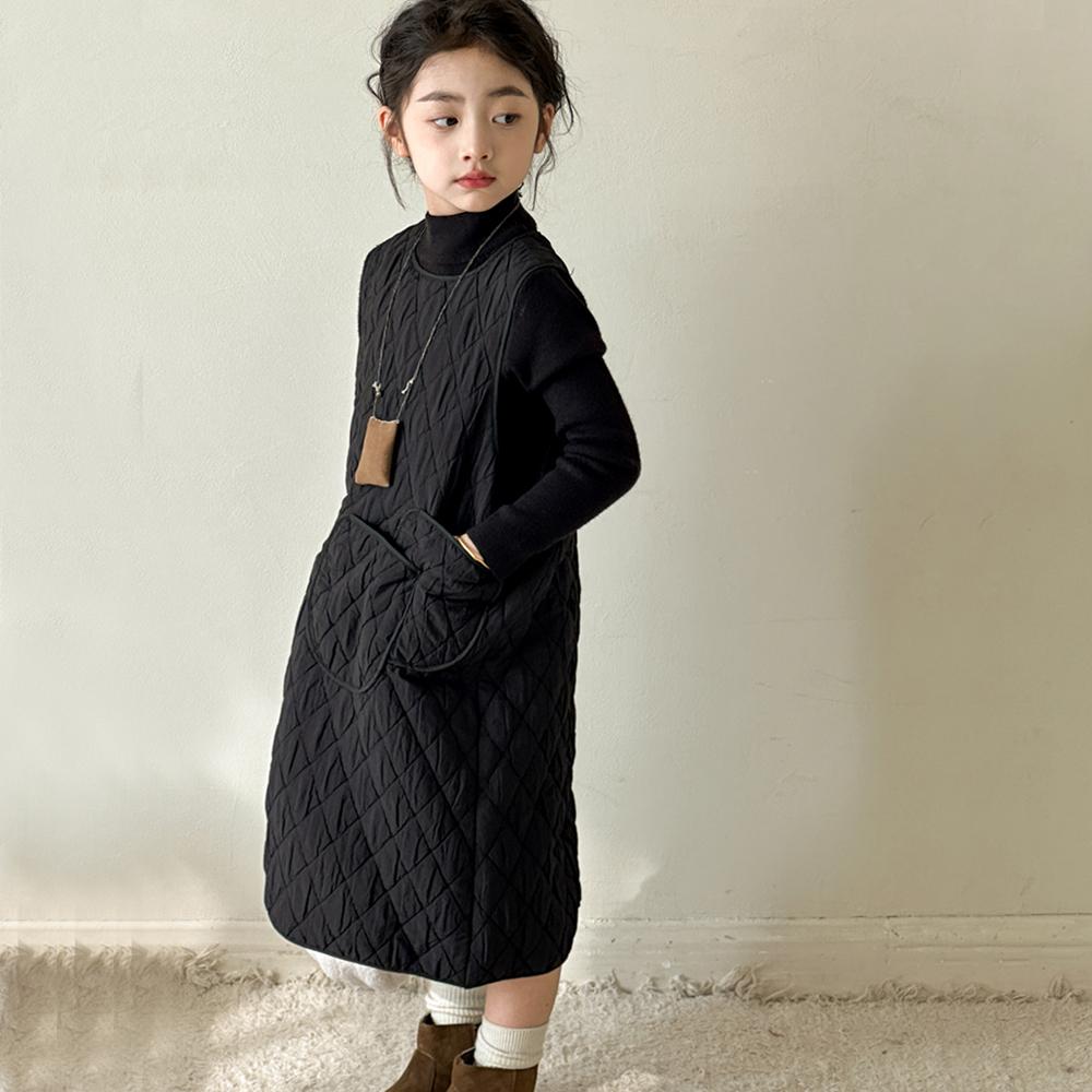 女童连衣裙2025秋冬新款儿童女孩无袖背心裙夹棉加厚裙子冬季棉裙