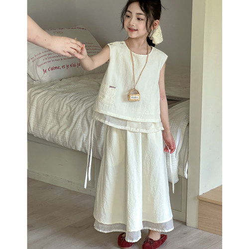 小红鱼女大童夏季公主裙两件套