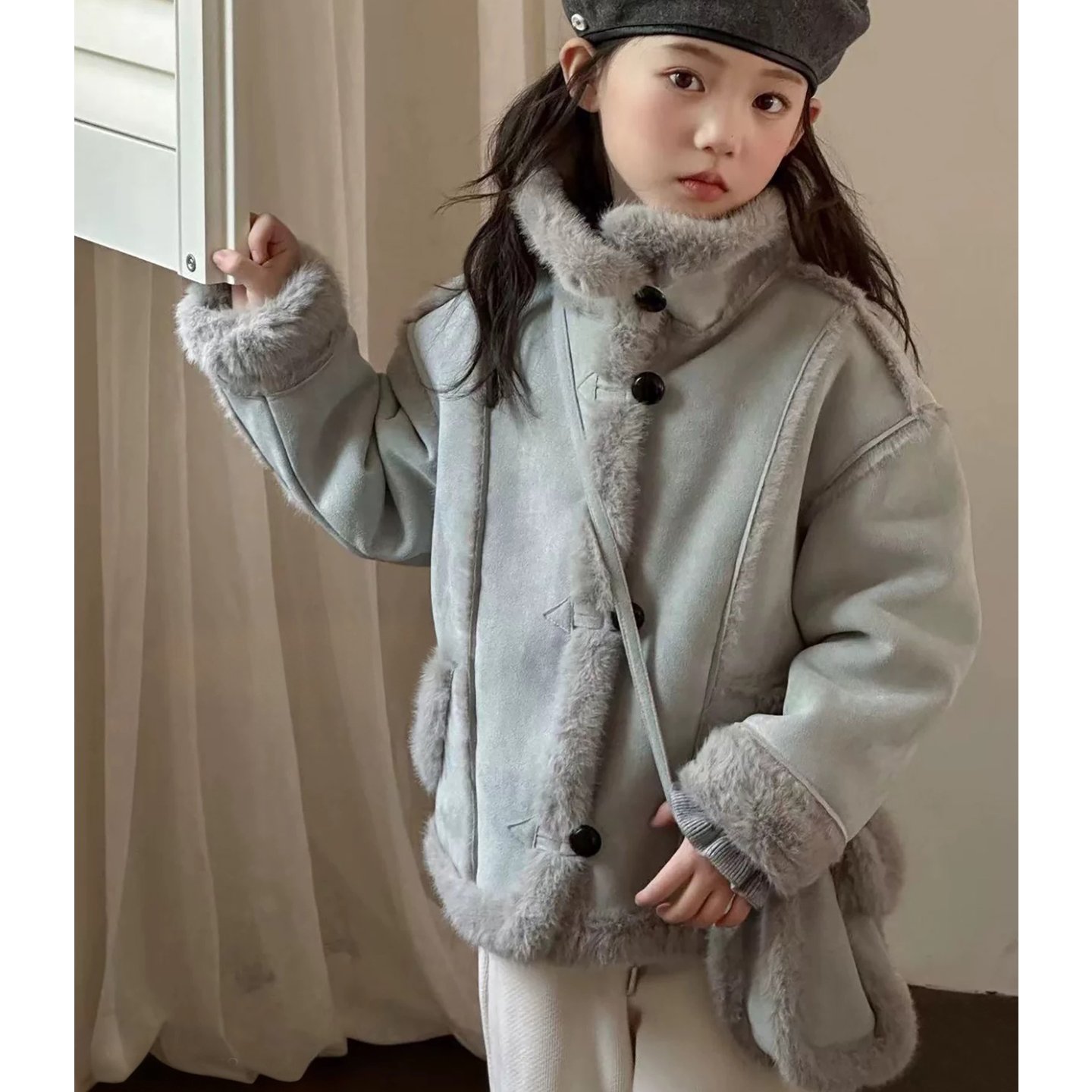 女童2025新款冬季皮毛一体外套