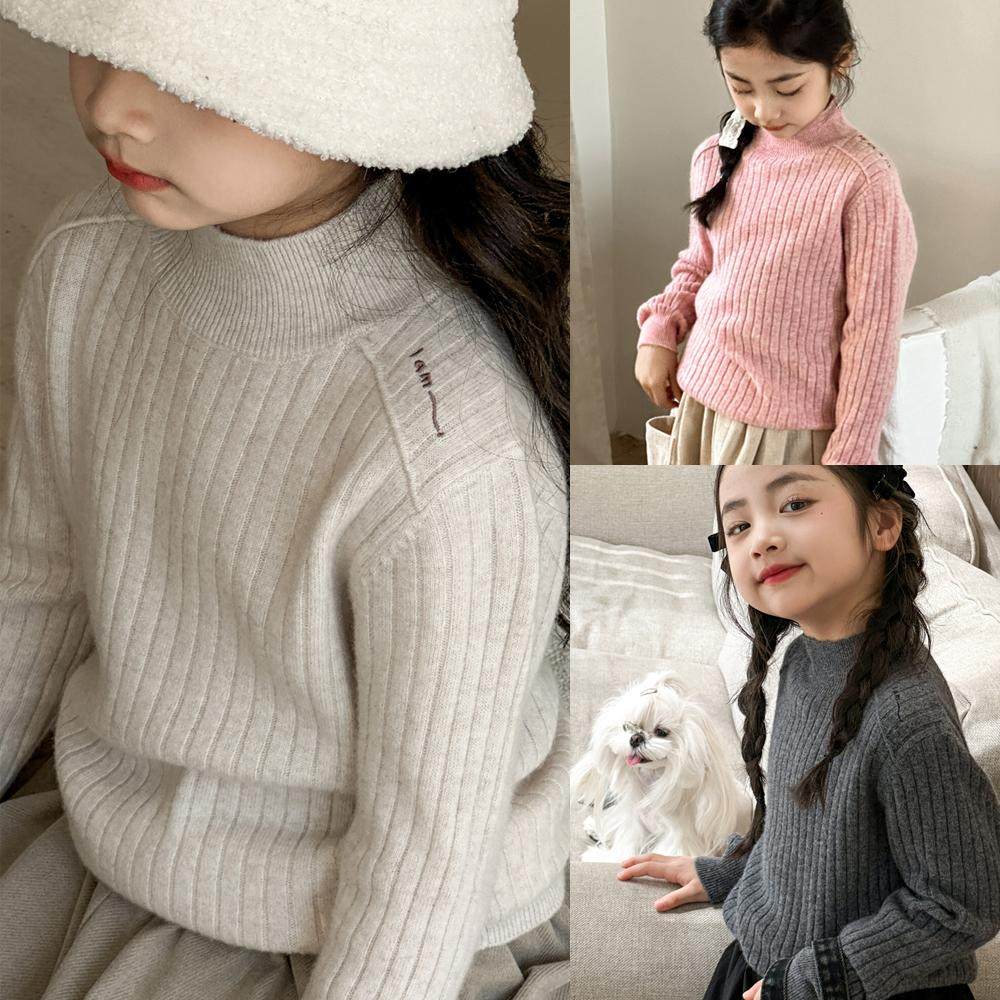 女童半高领毛衣秋冬2026新款儿童羊毛混纺针织衫女大童洋气打底衫