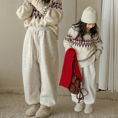 2024秋冬装新品女童加绒纯棉卫裤