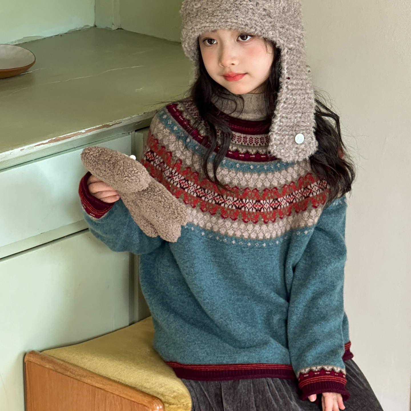 女童毛衣2025秋冬新款女大童加厚保暖针织衫青少年儿童打底衫上衣