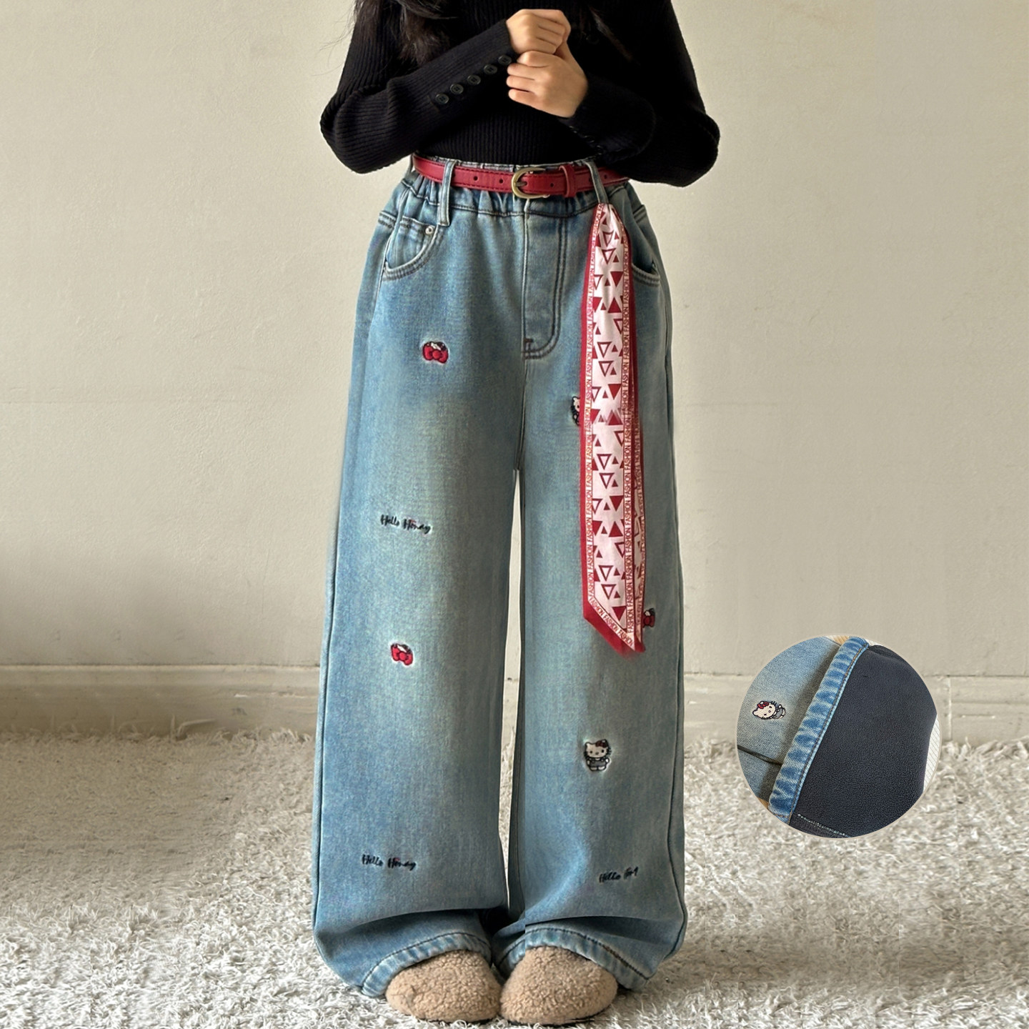 女童加绒牛仔裤2026秋冬新款韩版儿童裤子女大童超好看刺绣直筒裤,童装/婴儿装/亲子装,裤子,淘宝优惠券,粉丝福利购,淘宝优惠卷