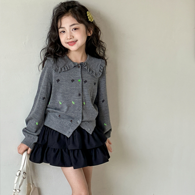 女童毛衣2025秋新款针织开衫外套