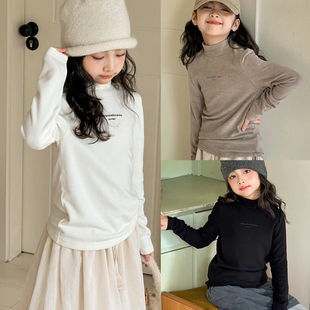 女童德绒打底衫秋冬装2026新款儿童白搭衣服女大童半高领内搭上衣