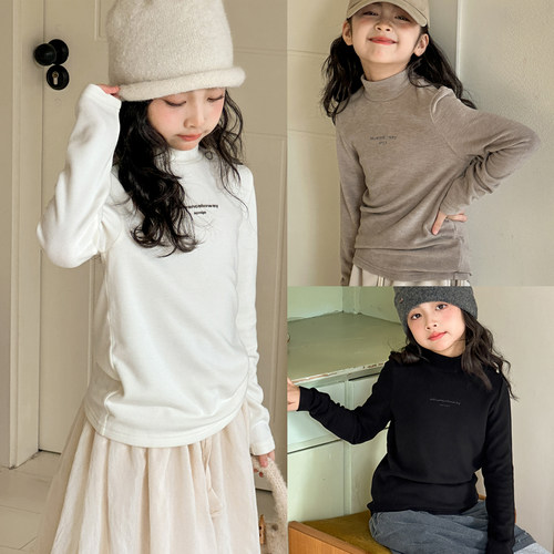 女童德绒打底衫秋冬装内搭上衣