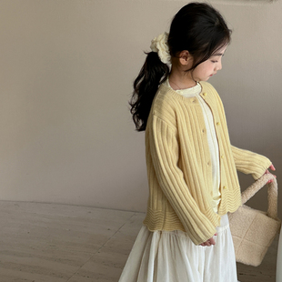 甜美儿童毛衣外套女大童百搭上衣童装 新款 2025春秋季 女童针织开衫