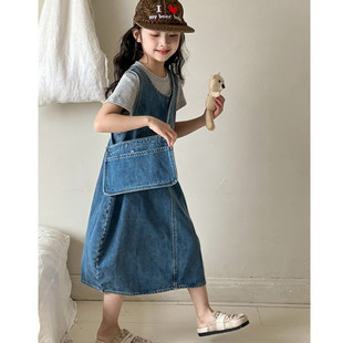 女童牛仔裙春秋款2026新款春装儿童背带裙子春装女大童春季牛仔裙