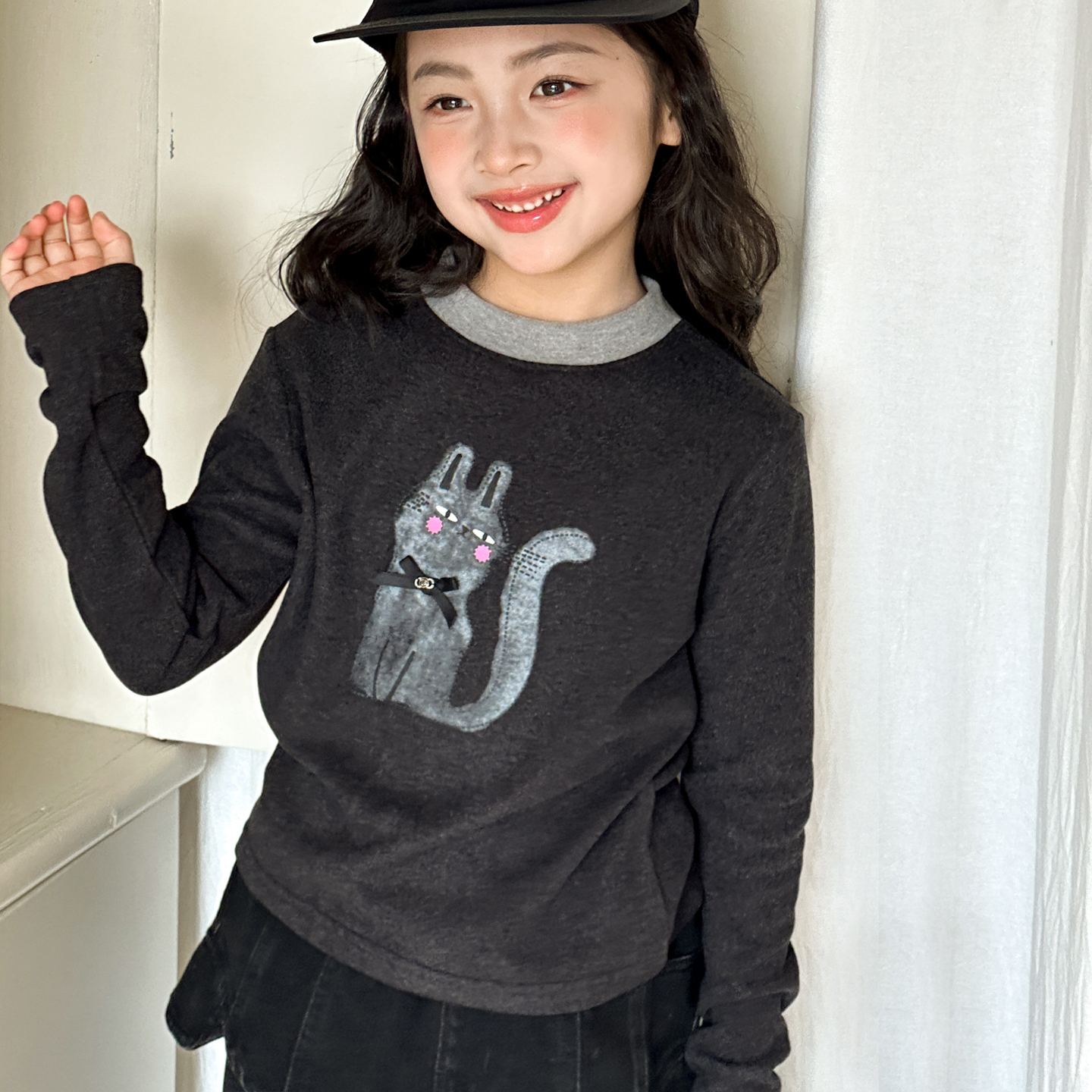 女童德绒打底衫2025秋冬新款女大童加厚保暖儿童冬季卡通内搭上衣