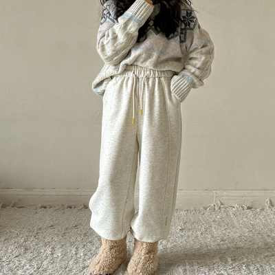 女童加绒裤子2025秋冬新款儿童加厚直筒裤女大童冬季一体绒运动裤