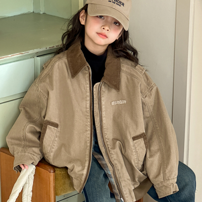 女童棒球服夹棉外套加厚棉服