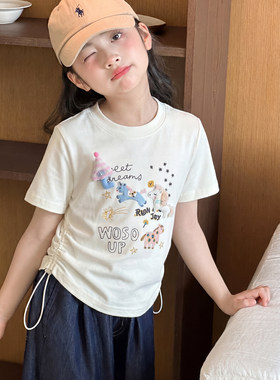女童短袖T恤夏装2026超火女大童甜美可爱上衣儿童夏季巨好看体恤