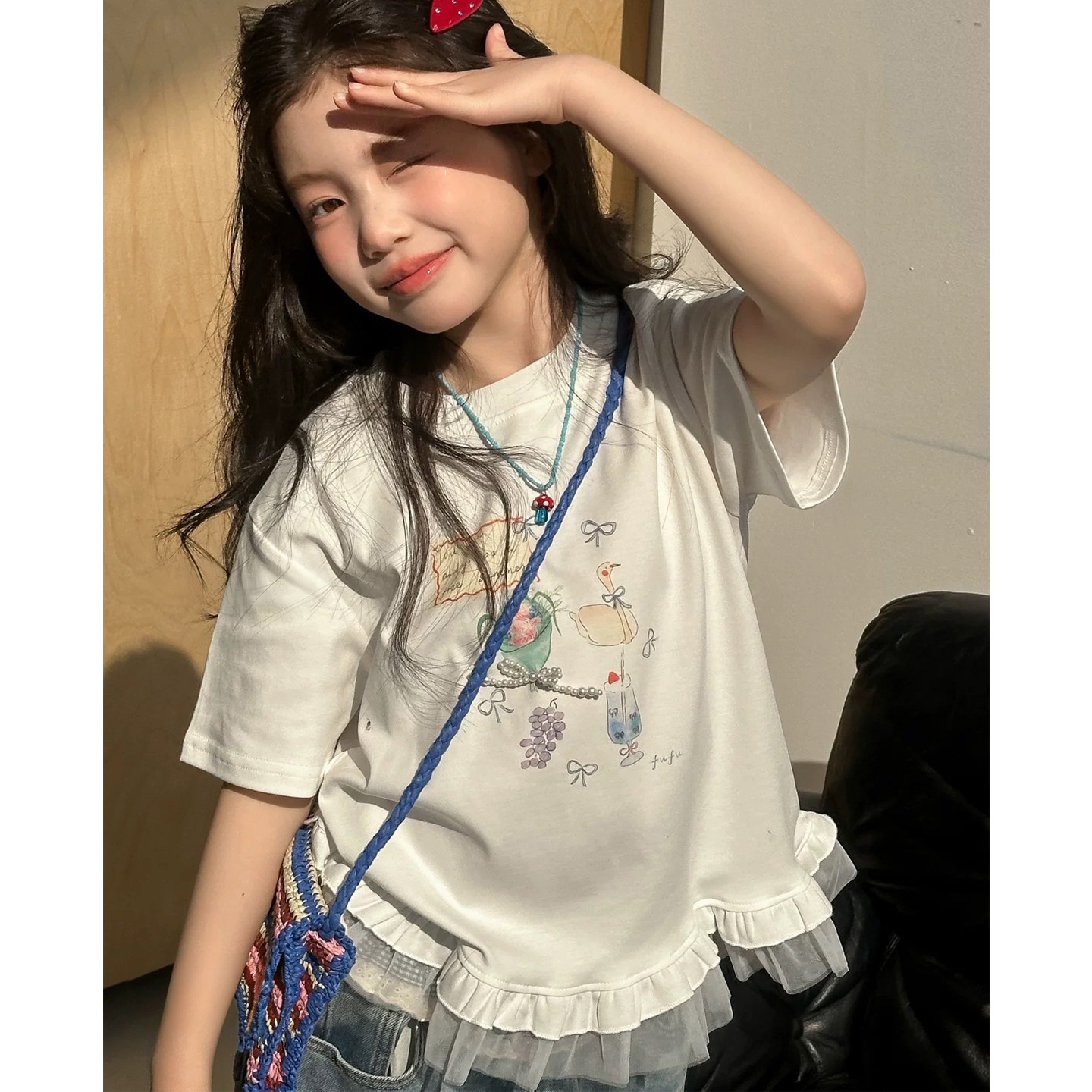 女童短袖T恤夏装2026新款女大童夏季休闲半袖12岁女孩超好看上衣
