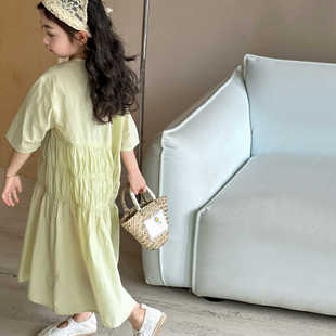 女童连衣裙夏款2026新款儿童短袖裙子高级感夏装女大童海边度假裙