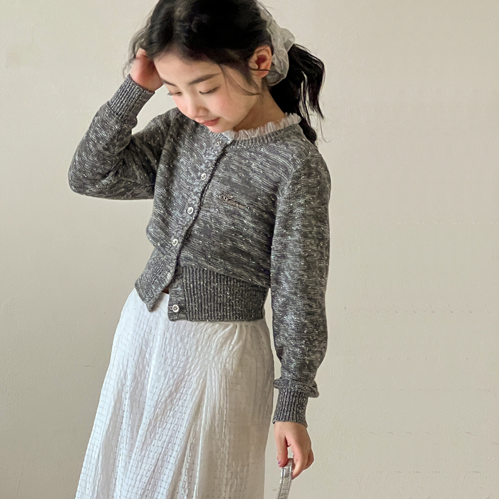 女童春秋款针织开衫外套圆领上衣