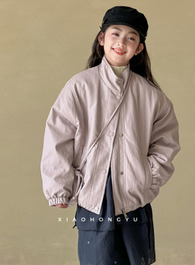 女童PU皮衣外套秋冬款女大童冬季加厚夹棉上儿童冬装超好看棉服装