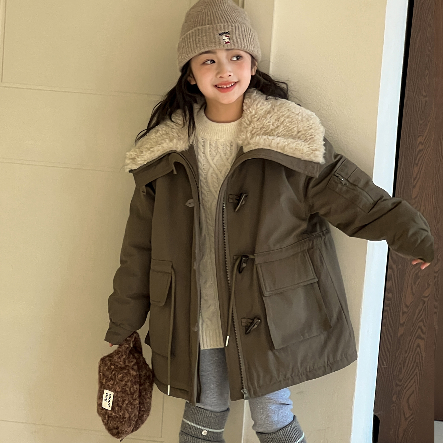 女童派克大衣外套2025新款今年流行爆款秋冬装女大童加厚保暖上衣