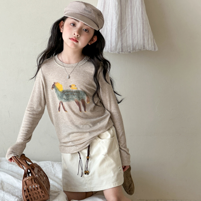 女童长袖T恤夏装2026新款大童夏季宽松打底衫初中生薄款防晒上衣