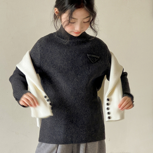 女童毛衣2026秋冬新款女大童毛线衣超好看针织衫儿童半高领打底衫