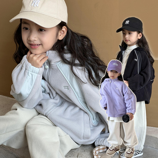 男童摇粒绒毛毛衣大童加绒童装 春秋装 卫衣 2025新款 女童外套秋冬款