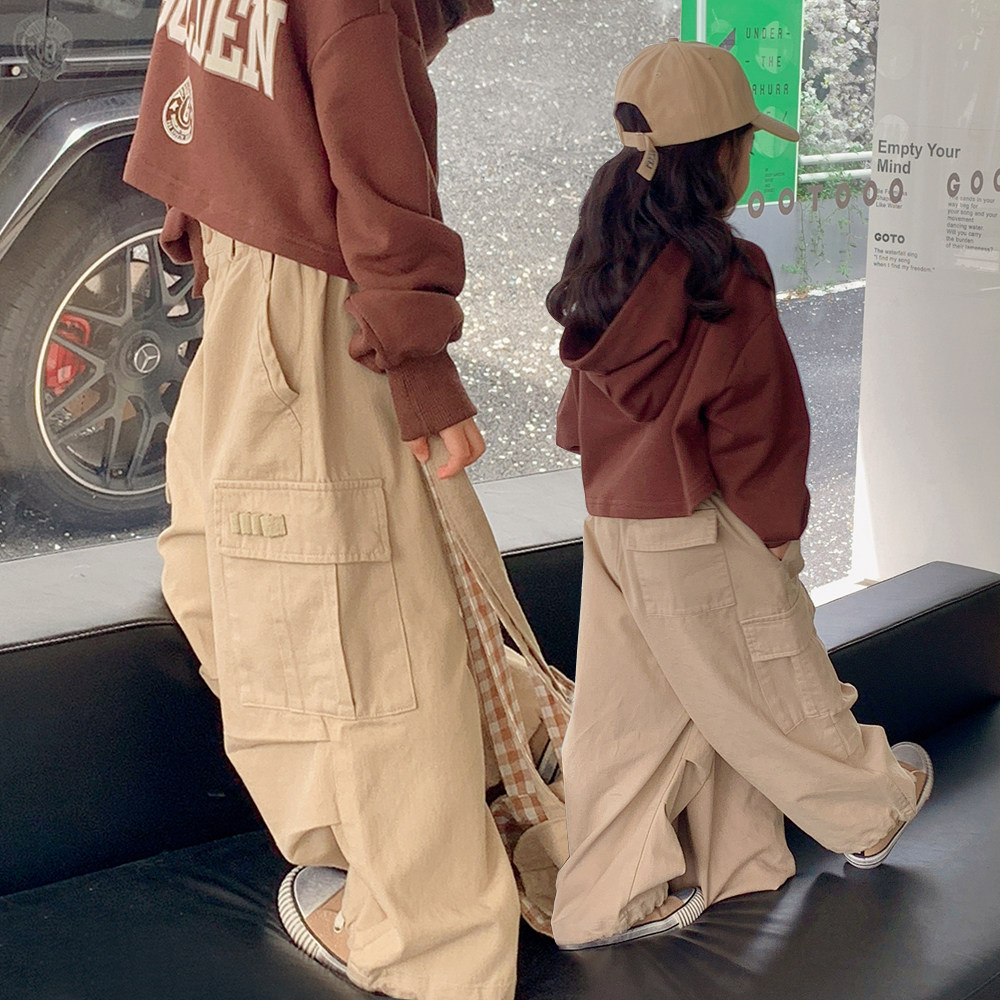 女童工装裤2026新款春装儿童大童春秋宽松炸街裤子直筒秋款休闲裤