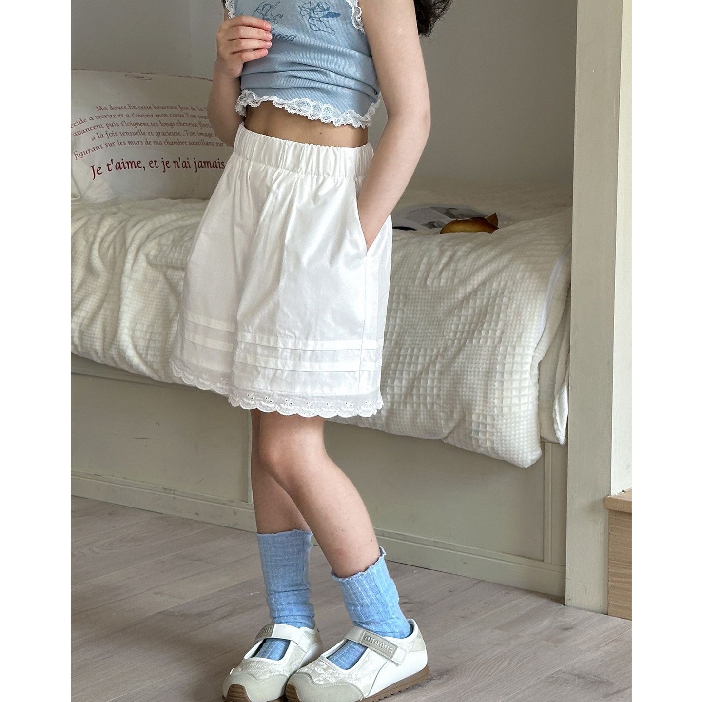 女童短裤2026新款韩版女孩夏季蕾丝花边五分裤洋气女大童夏装裤子