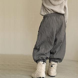 女童加绒裤子秋冬款2026新款儿童休闲裤宽松直筒裤子女大童萝卜裤