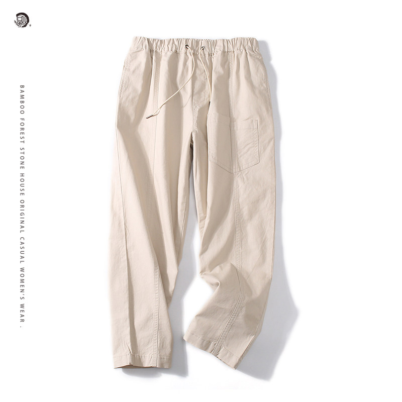 b品子渊服饰152103春秋薄款简约纯色休闲裤女士松紧腰百搭款长裤