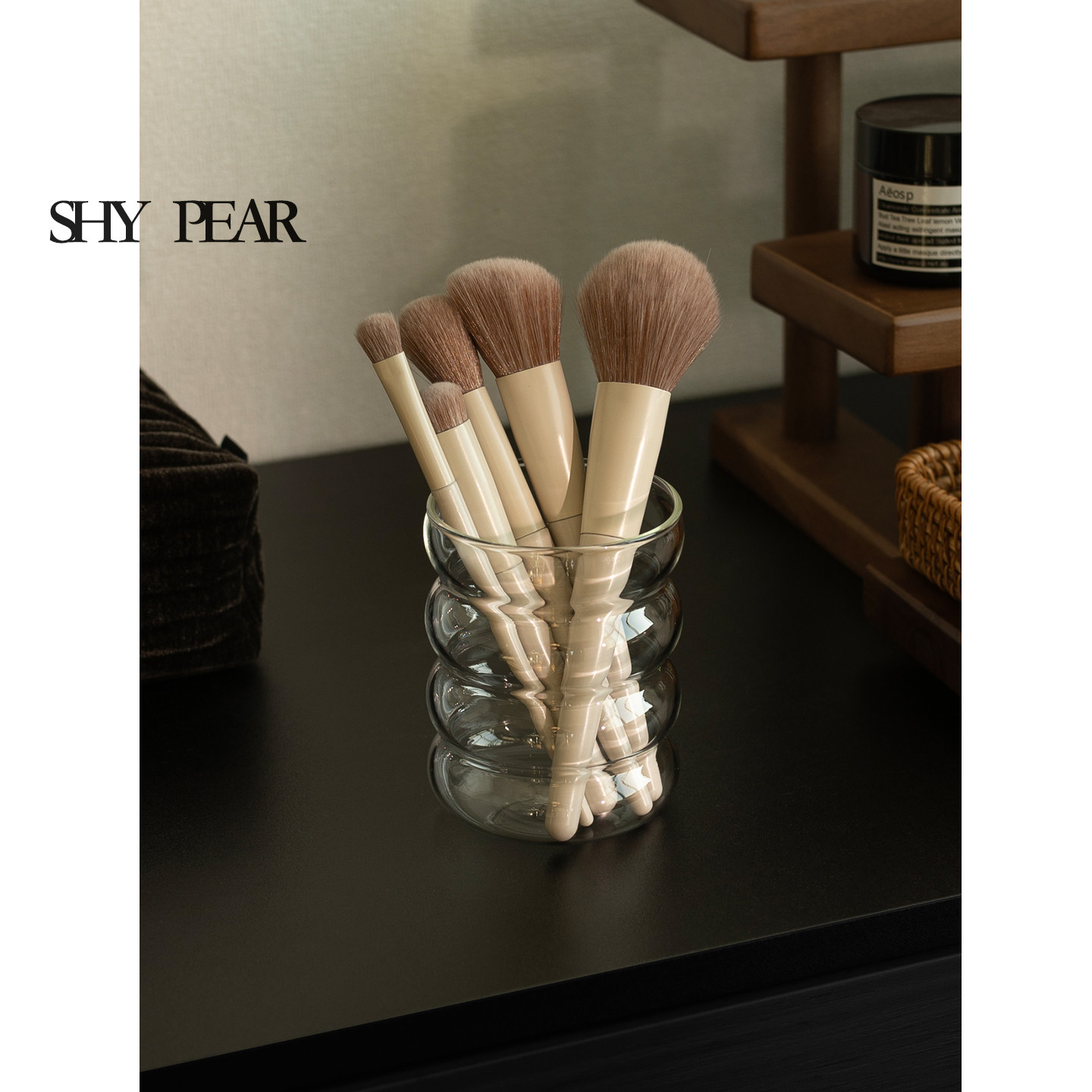 shy pear羞梨 笔筒 玻璃化妆刷收纳盒整理收纳桶美妆工具收纳神器,收纳整理,化妆刷收纳盒/桶,淘宝优惠券,粉丝福利购,淘宝优惠卷