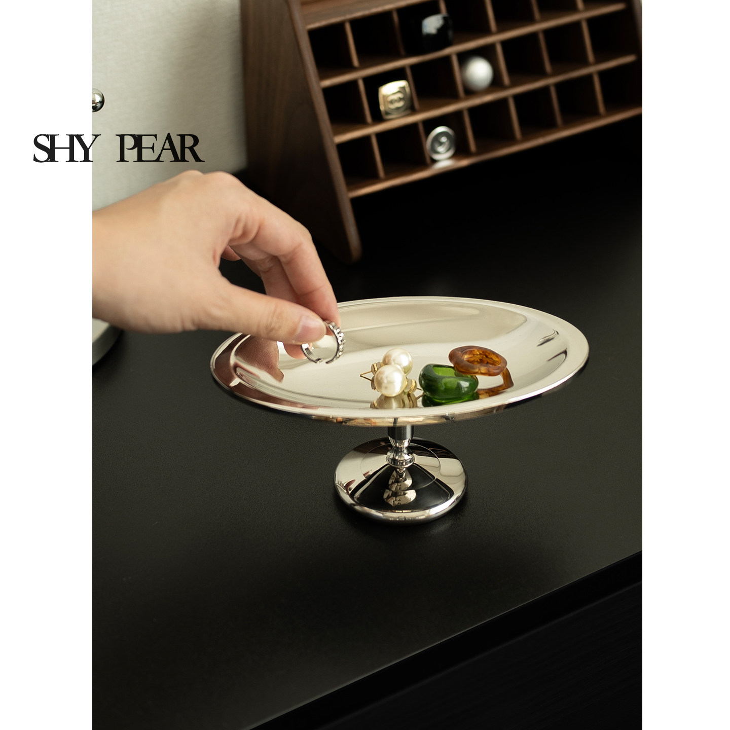 shy pear羞梨 首饰盘 不锈钢椭圆形首饰收纳盘桌面小饰品收纳托盘,家居饰品,香薰托盘,淘宝优惠券,粉丝福利购,淘宝优惠卷