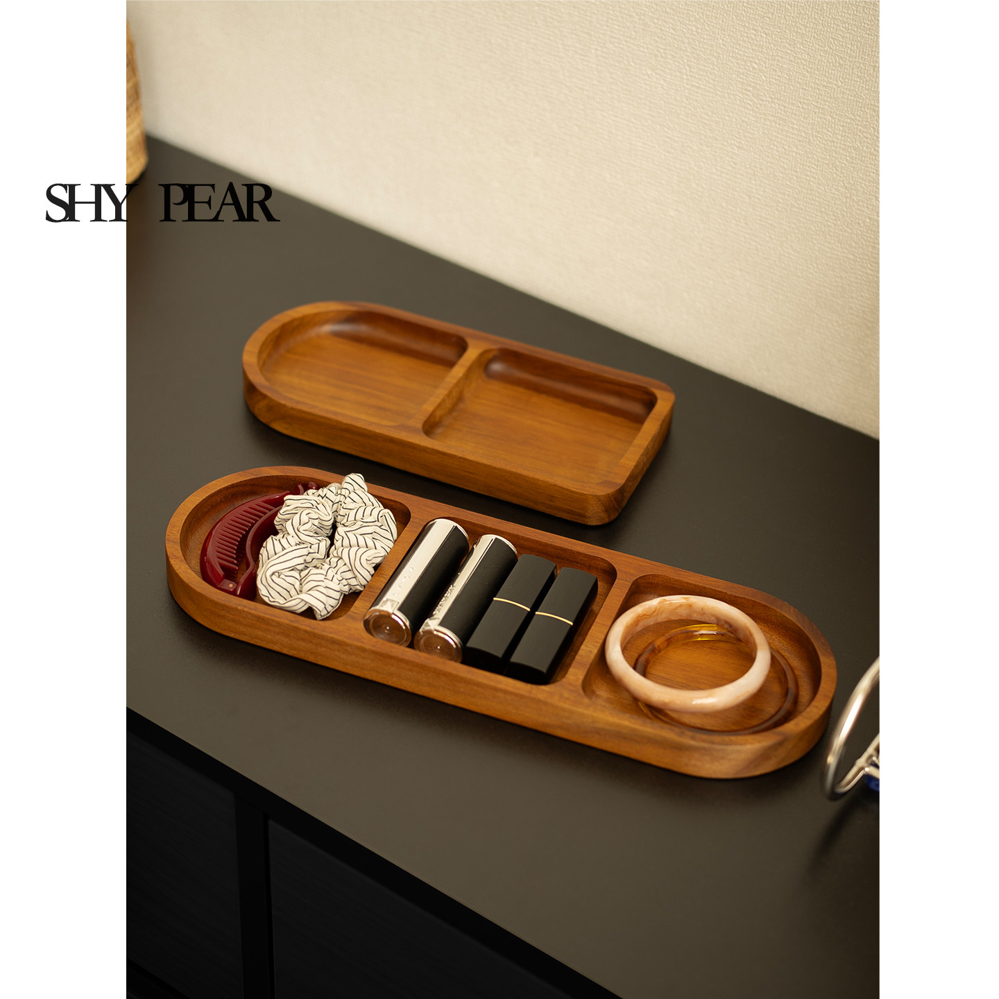shy pear羞梨 首饰盘 相思木椭圆形分格盘收纳盘桌面首饰收纳托盘,收纳整理,钥匙收纳盒,淘宝优惠券,粉丝福利购,淘宝优惠卷