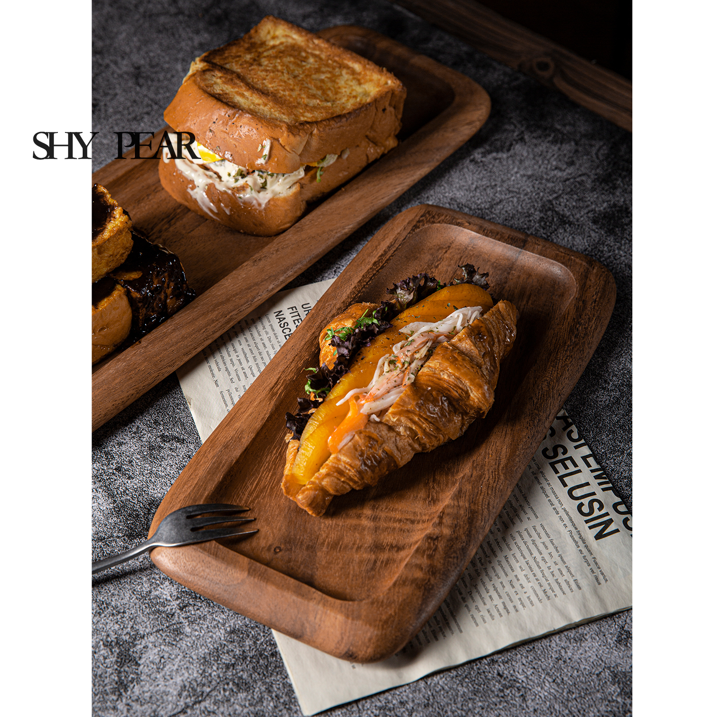 相思木长方形复古实木早餐盘