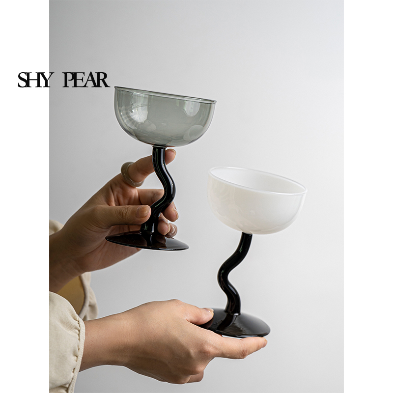shy pear羞梨 玻璃杯 高硼硅异形杯可爱雪糕碗甜品杯家居高脚酒杯