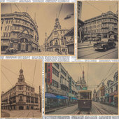 民国时期老上海建筑街景复古牛皮纸海报酒吧咖啡厅装 饰墙壁画352