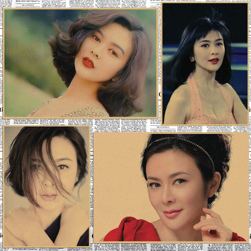 性感美女明星 关之琳海报 酒吧饭店宿舍牛皮纸装饰墙画167