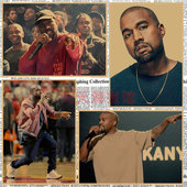 Kanye 饰墙画661 West侃爷说唱嘻哈歌手海报酒吧咖啡厅牛皮纸装