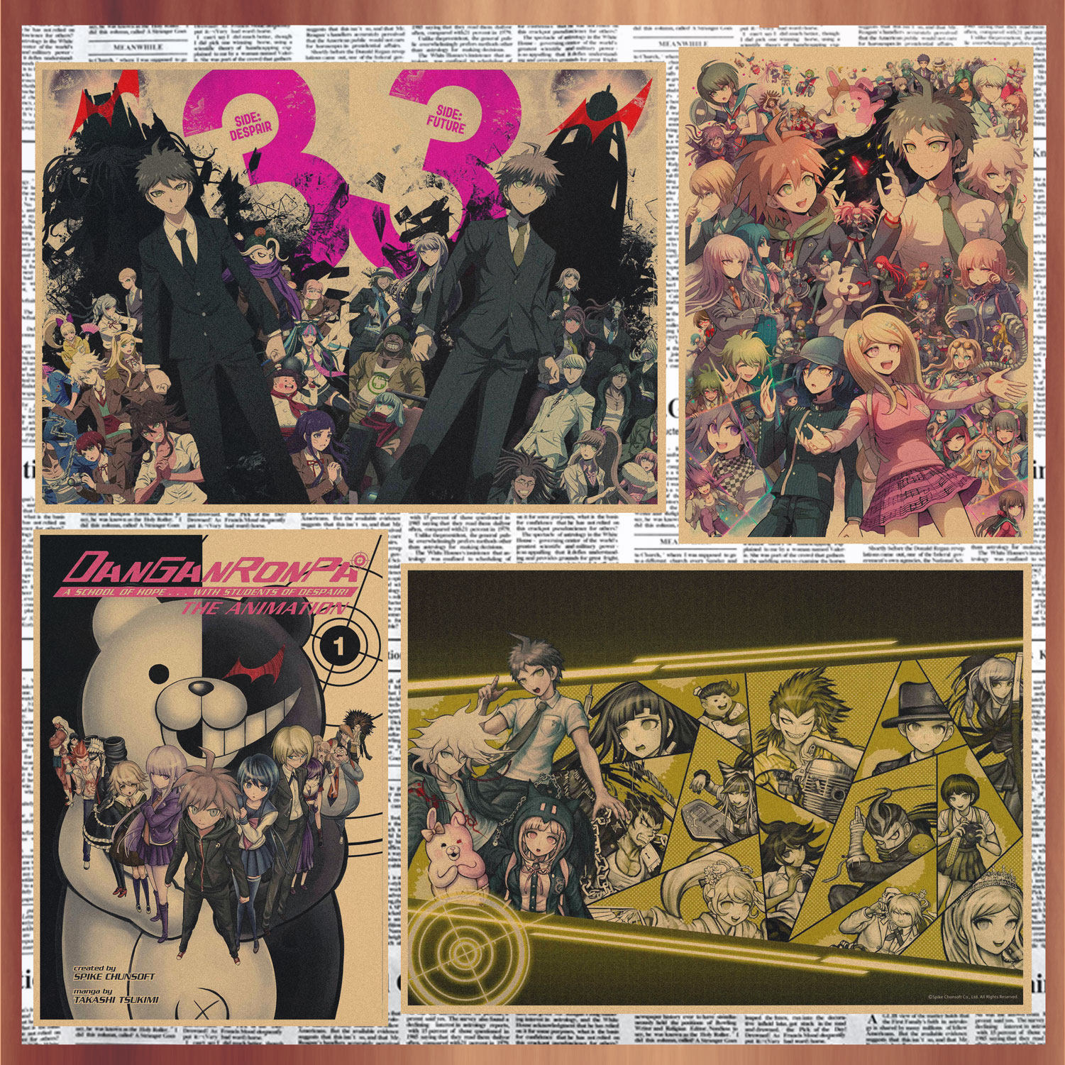 新弹丸论破v3 复古牛皮纸海报动漫卡通装饰墙画壁画408