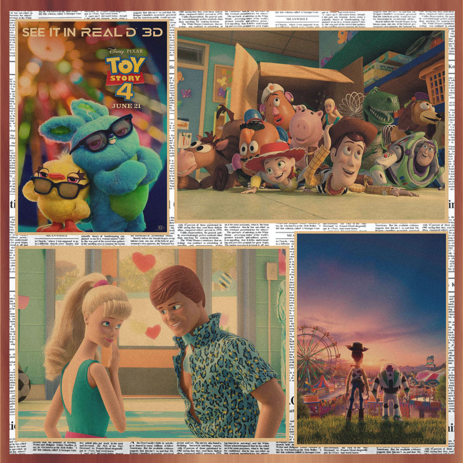 经典动画玩具总动员复古牛皮纸海报动漫卡通装饰墙画壁画399