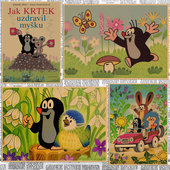 故事 动漫海报 卡通动画画报 鼹鼠 复古牛皮纸装 饰画134