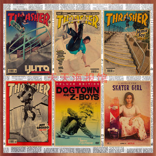 饰墙画壁画536 复古牛皮纸海报装 滑板少年 极限运动