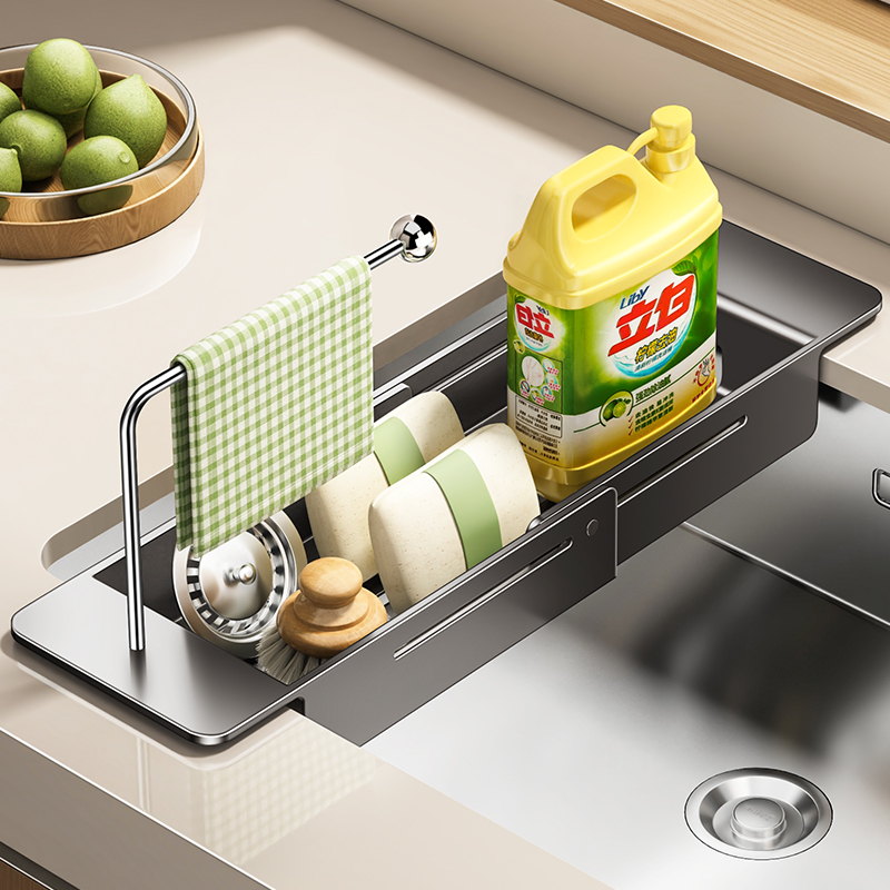 水槽伸缩沥水篮洗菜池置物架抹布架钢丝球海绵收纳架厨房家用神器