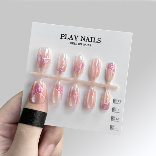 穿戴甲 3D立体浮雕美人鱼 鱼尾粉魔镜粉猫眼细闪 小短甲超短梯