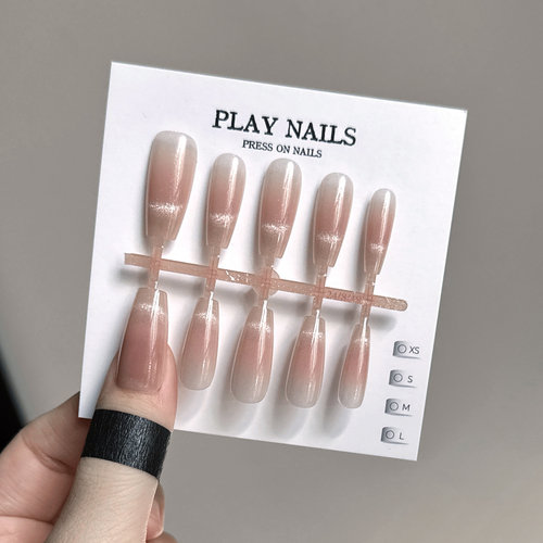 SSS穿戴甲 中梯 美甲蜜桃法式 猫眼 超闪闪粉法式光温柔显白